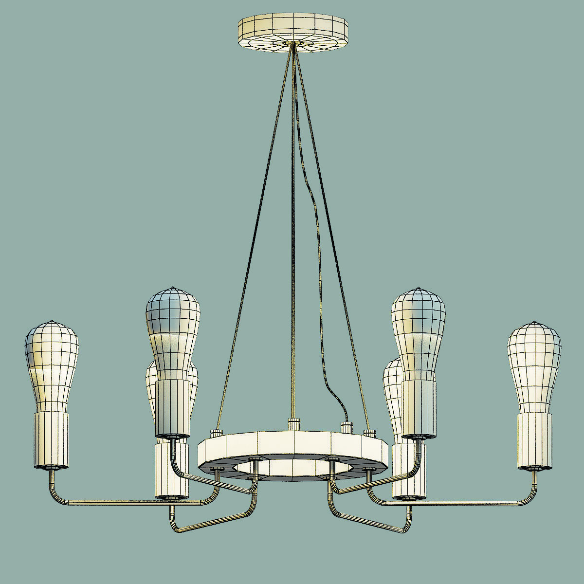 Gold Stick Chandelier 3D model_1