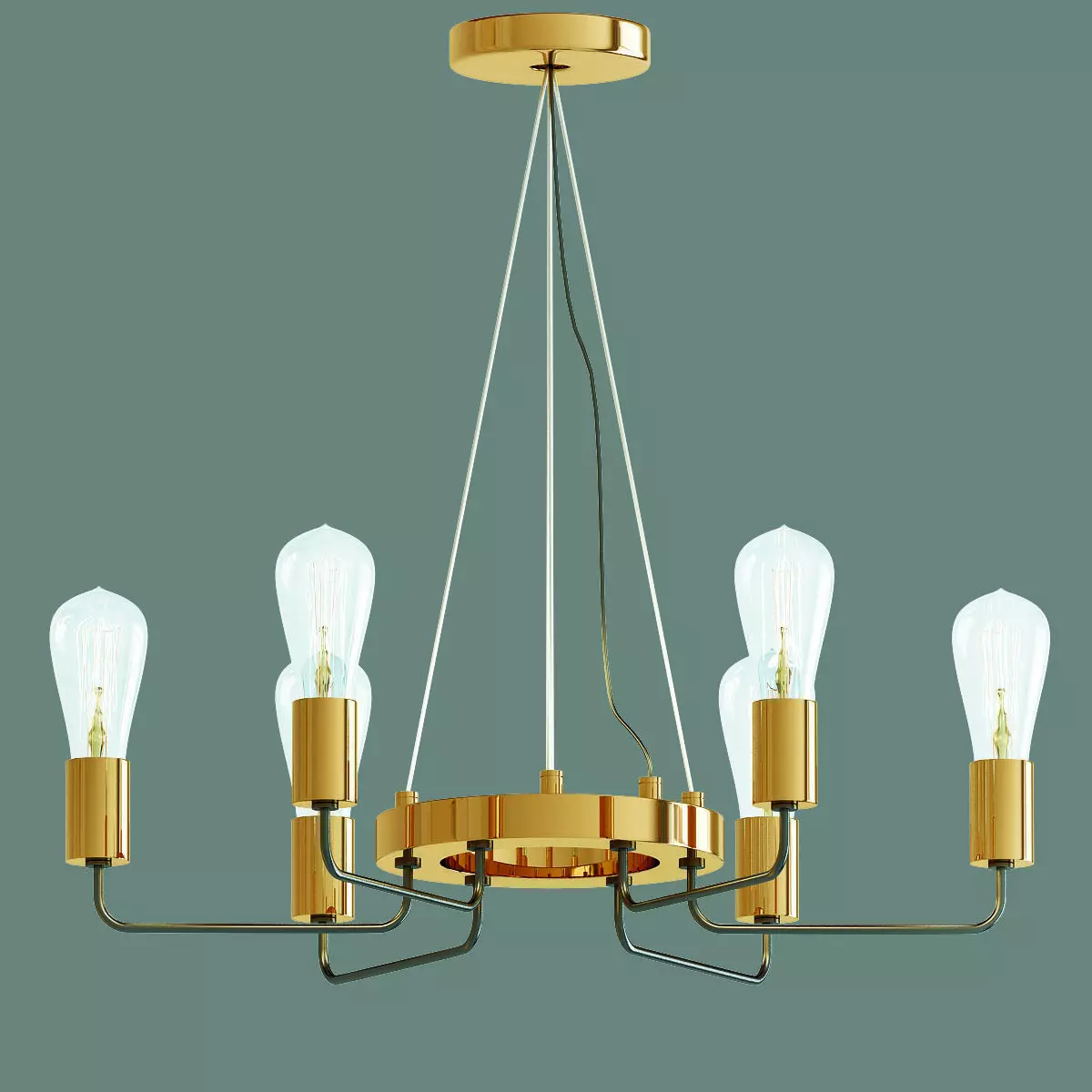 Gold Stick Chandelier 3D model_0