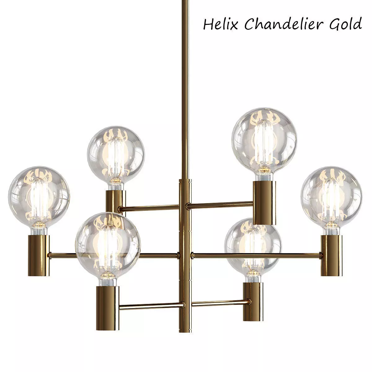 Helix Chandelier Gold 3D model_0