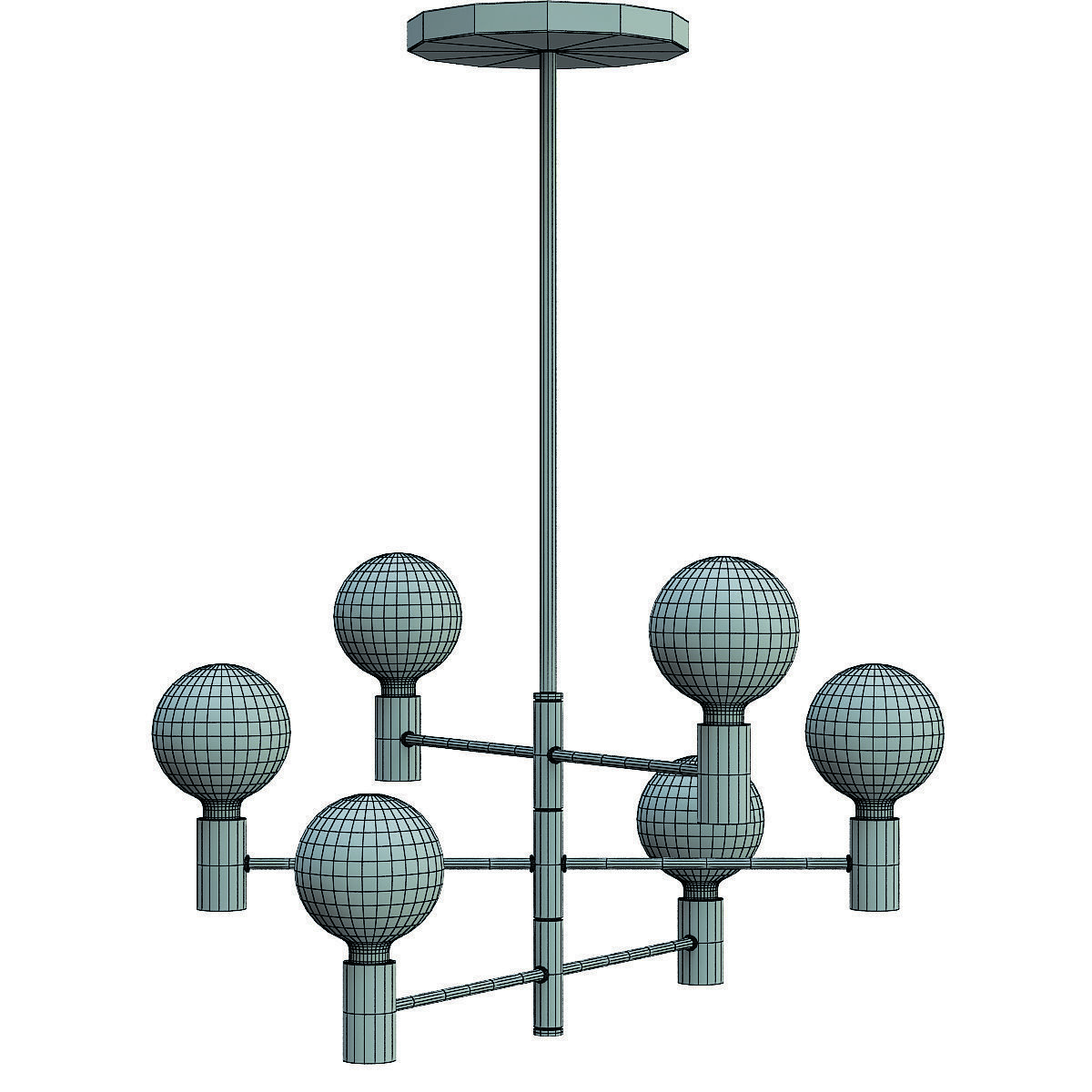 Helix Chandelier Gold 3D model_1