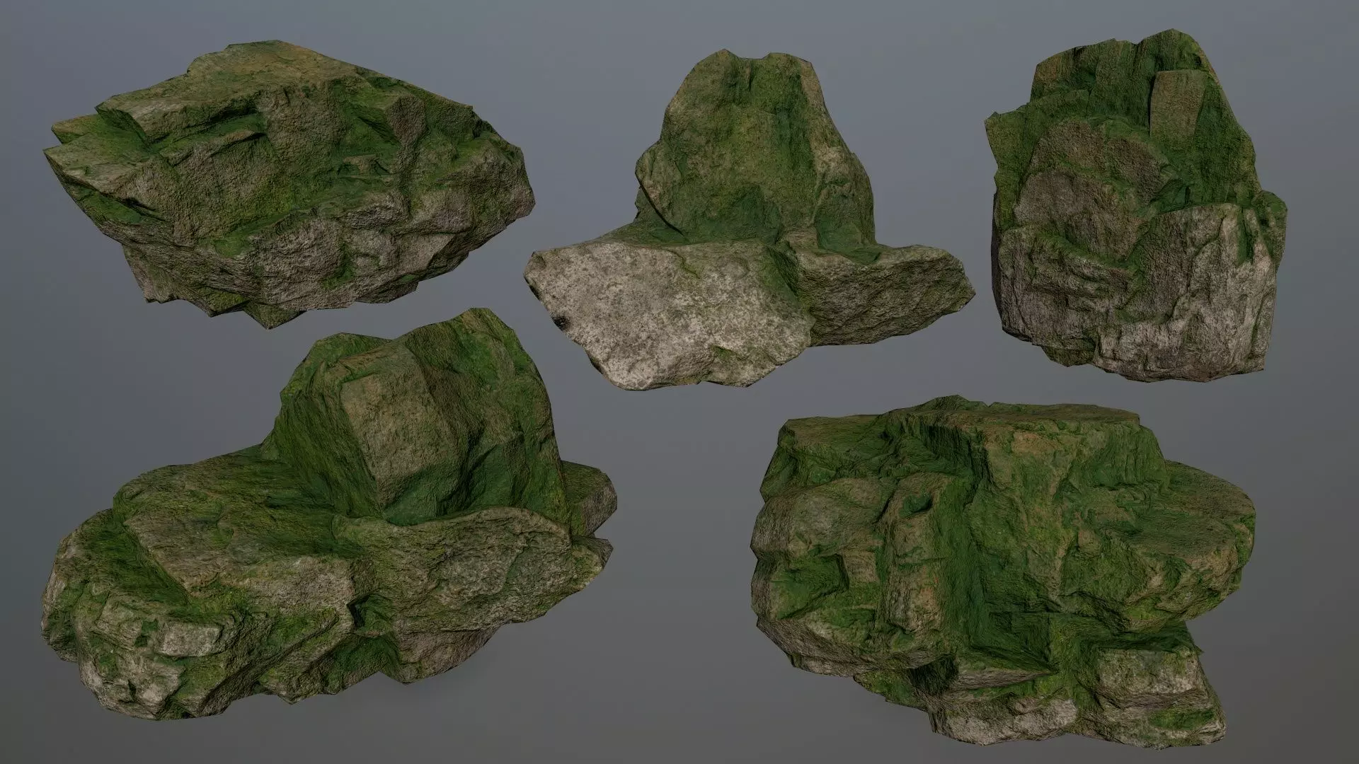 Rocks set 6 rock Low-poly 3D model_0
