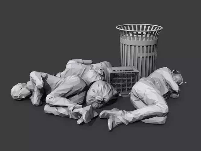 Sleeping Bums Low-poly 3D model