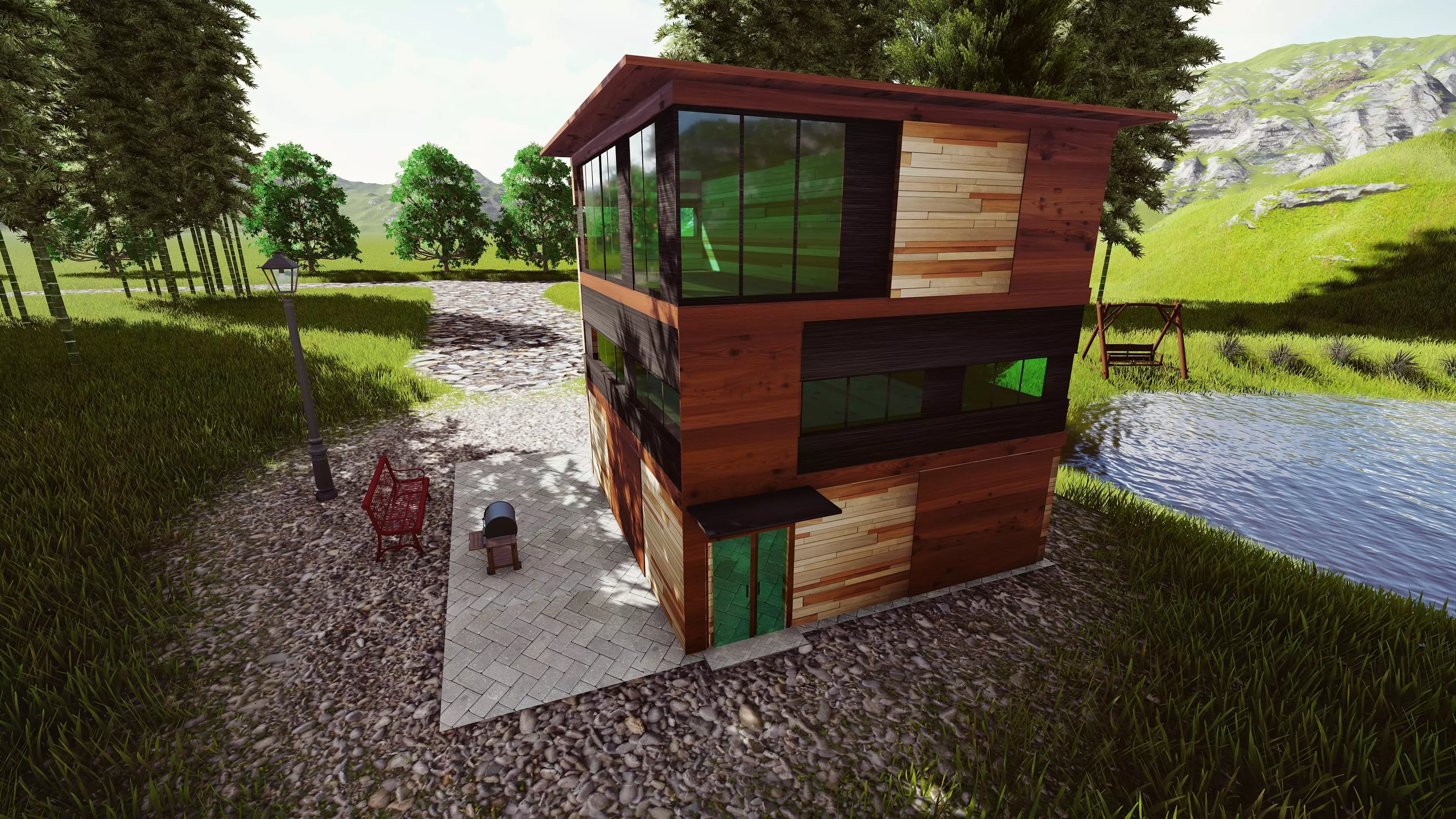 Wooden House  Free 3D model_0