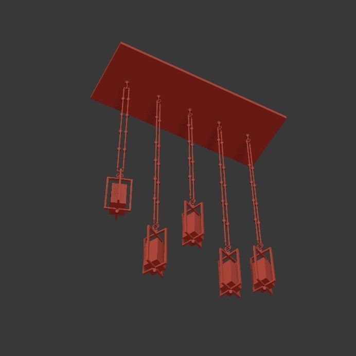 NOUT 5 LANTERNS GOLD PENDANTS 3D model_2