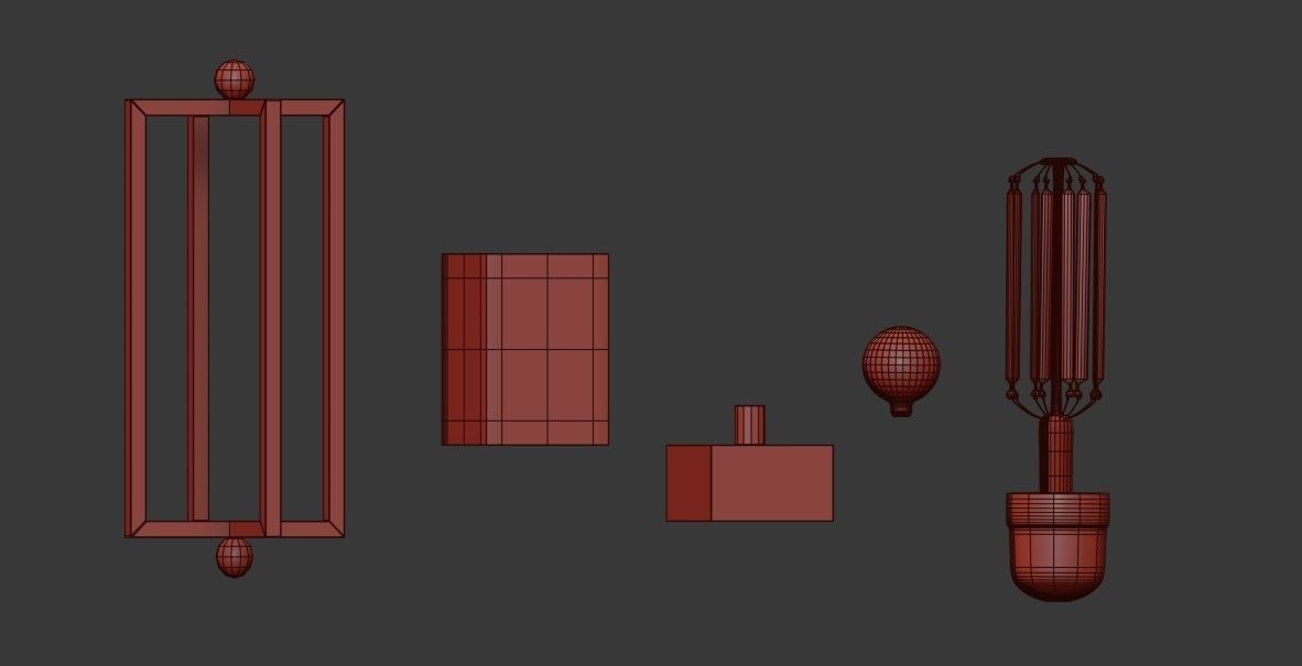 NOUT 5 LANTERNS GOLD PENDANTS 3D model_13