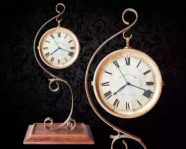 Gold Clock Low-poly 3D model