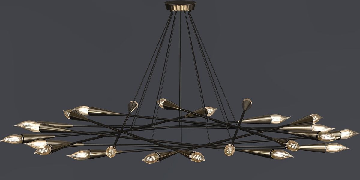 1960S MID CENTURY GRAND SCALED TWENTY FOUR LIGHT CHANDELIER 3D model_9