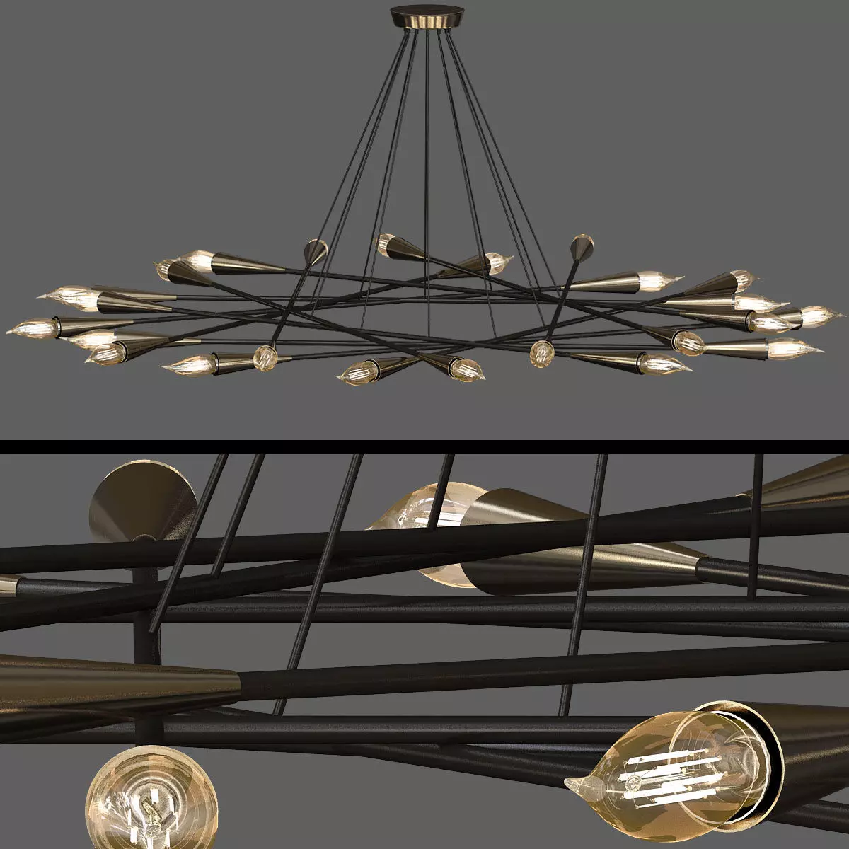 1960S MID CENTURY GRAND SCALED TWENTY FOUR LIGHT CHANDELIER 3D model_0