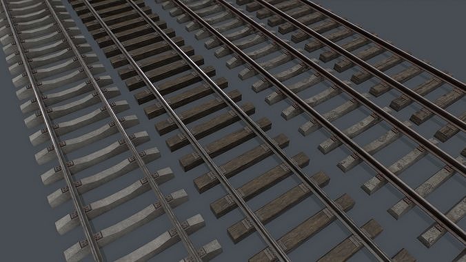 Railway Track PBR Low-poly 3D model