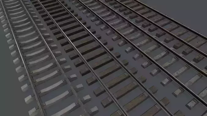 Railway Track PBR Low-poly 3D model