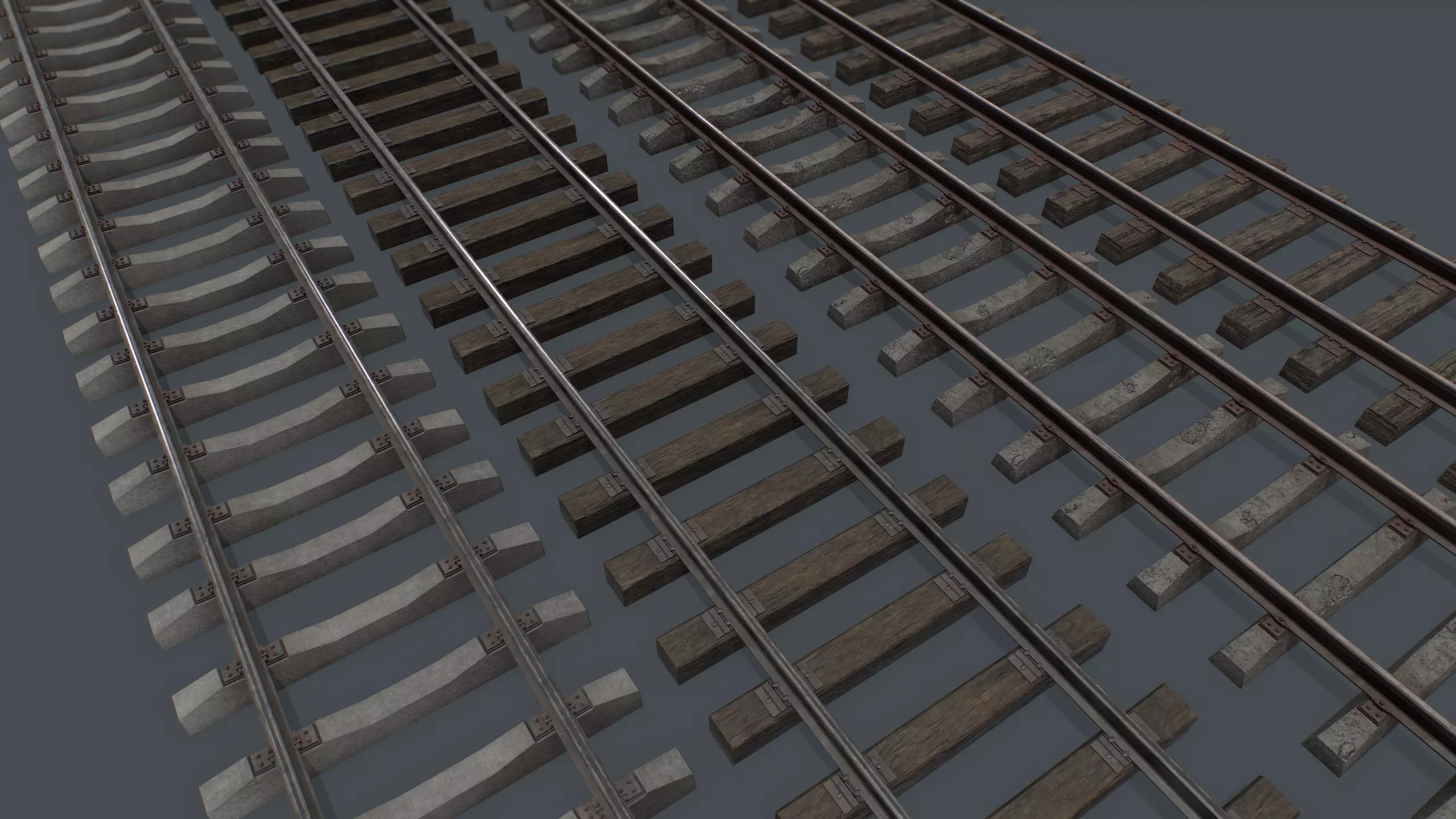 Railway Track PBR Low-poly 3D model_0