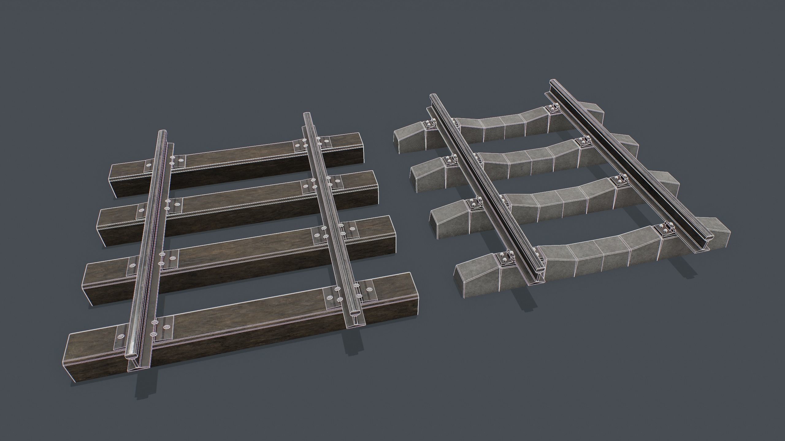 Railway Track PBR Low-poly 3D model_6