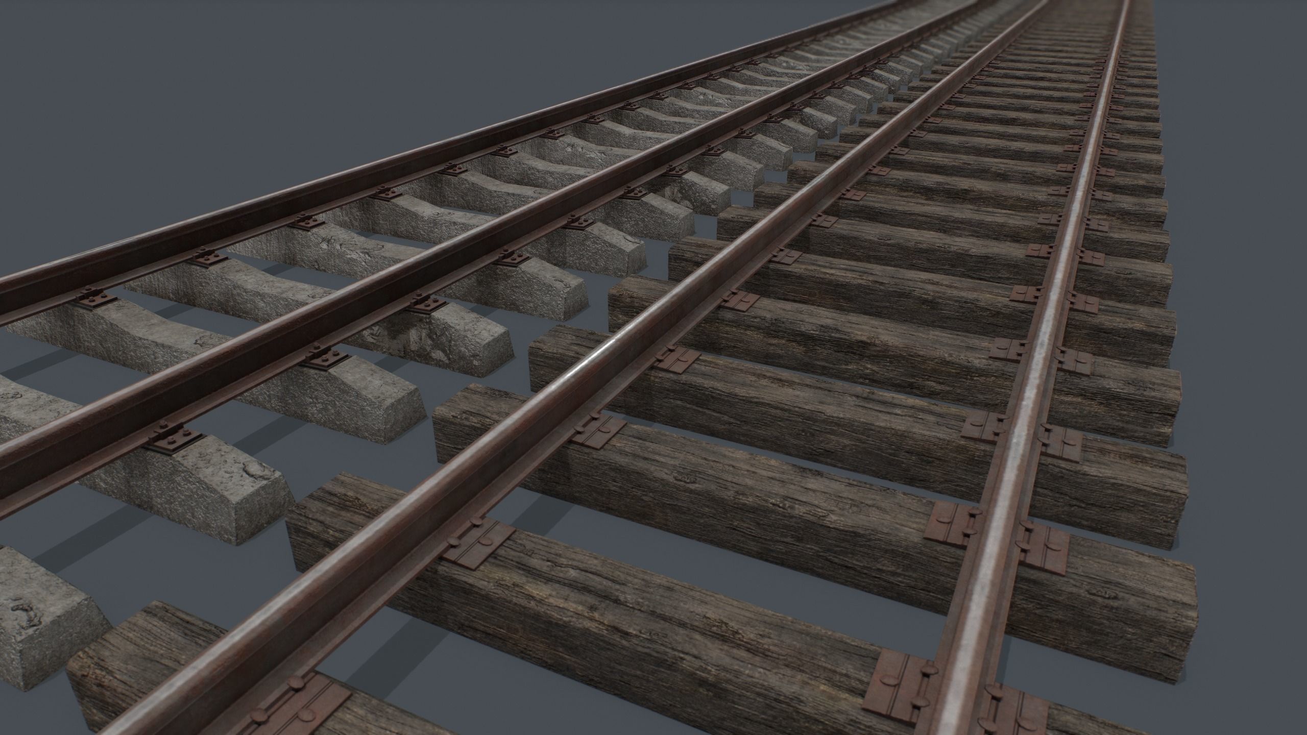 Railway Track PBR Low-poly 3D model_3