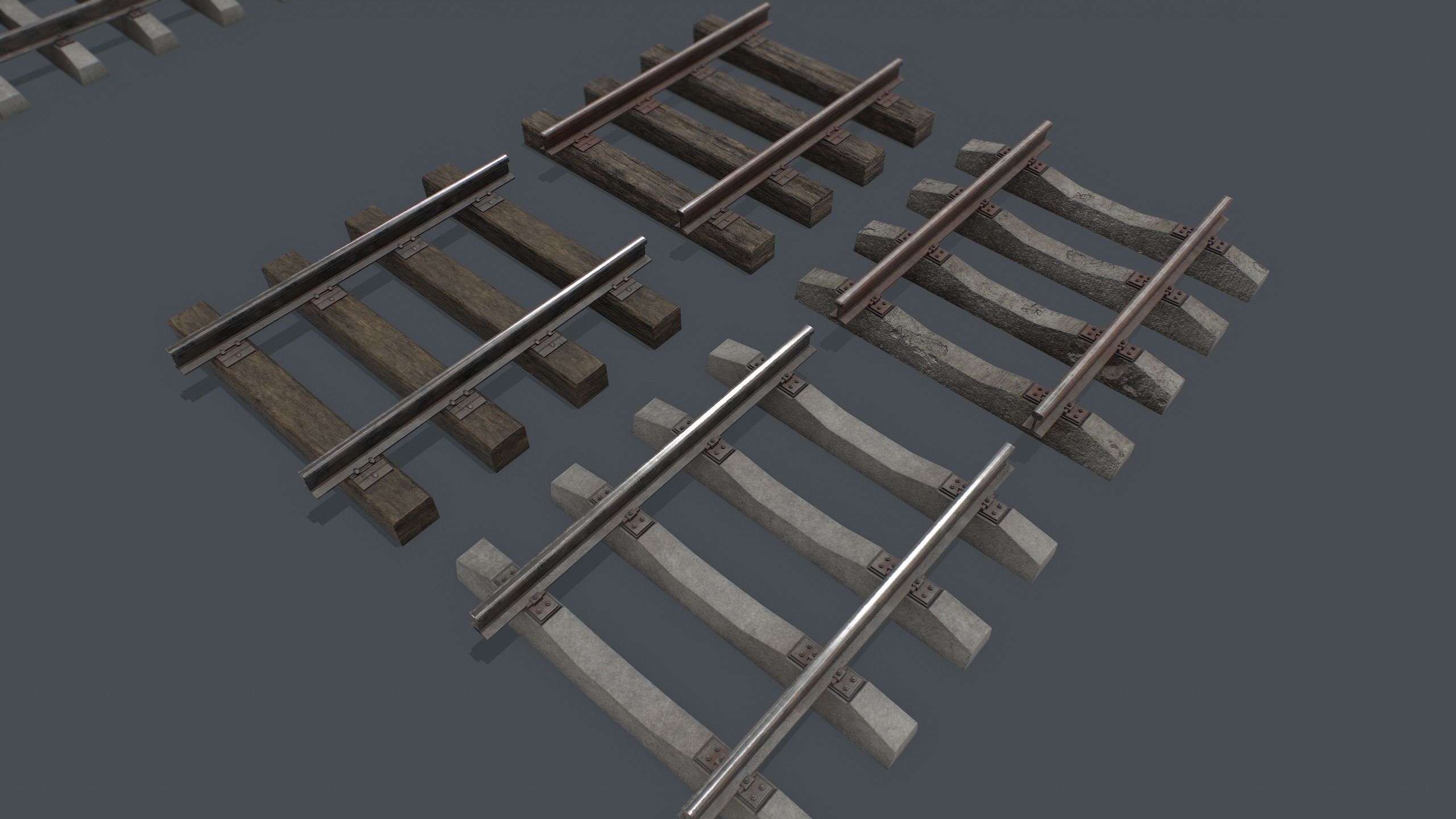 Railway Track PBR Low-poly 3D model_5
