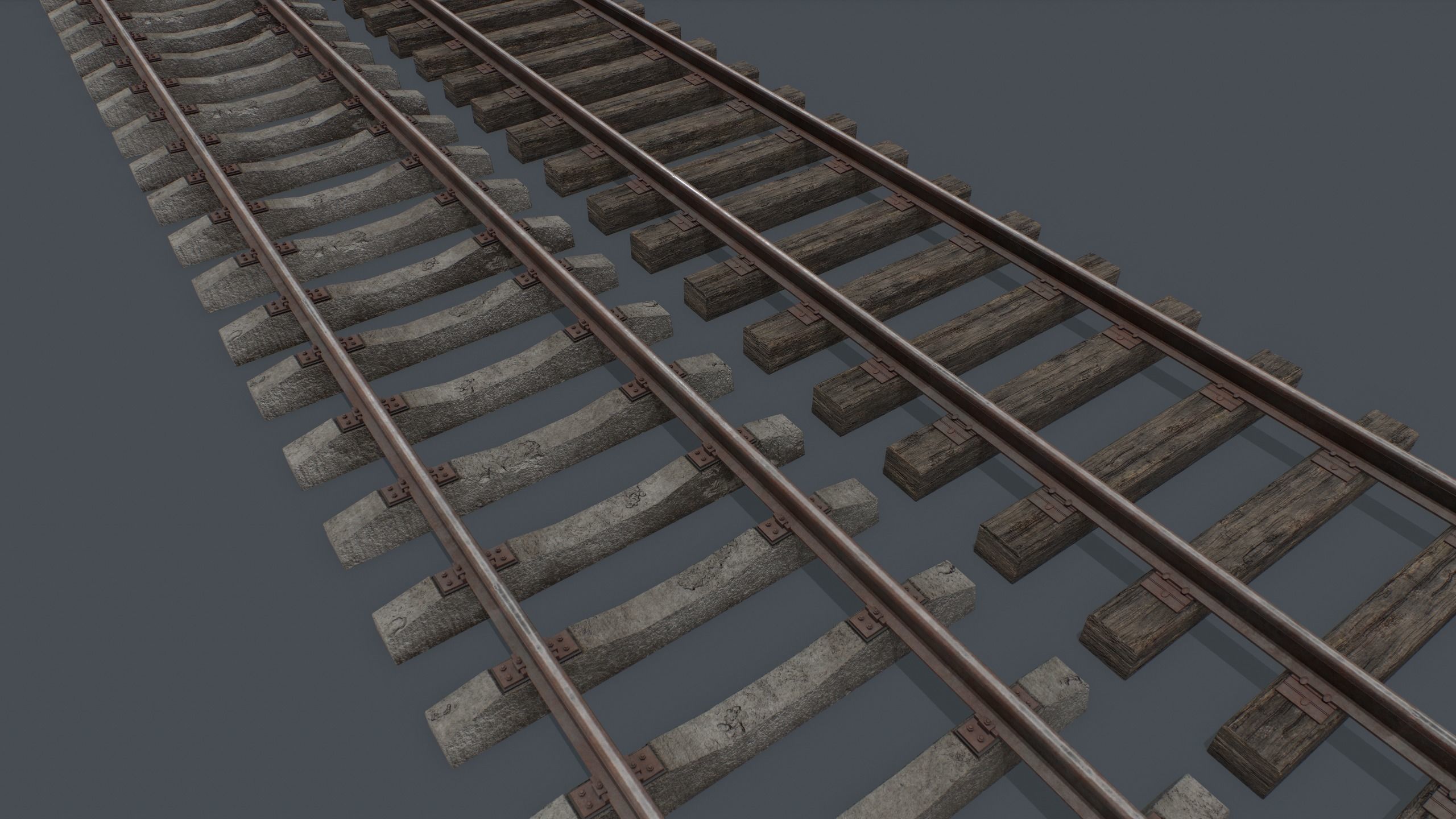 Railway Track PBR Low-poly 3D model_4