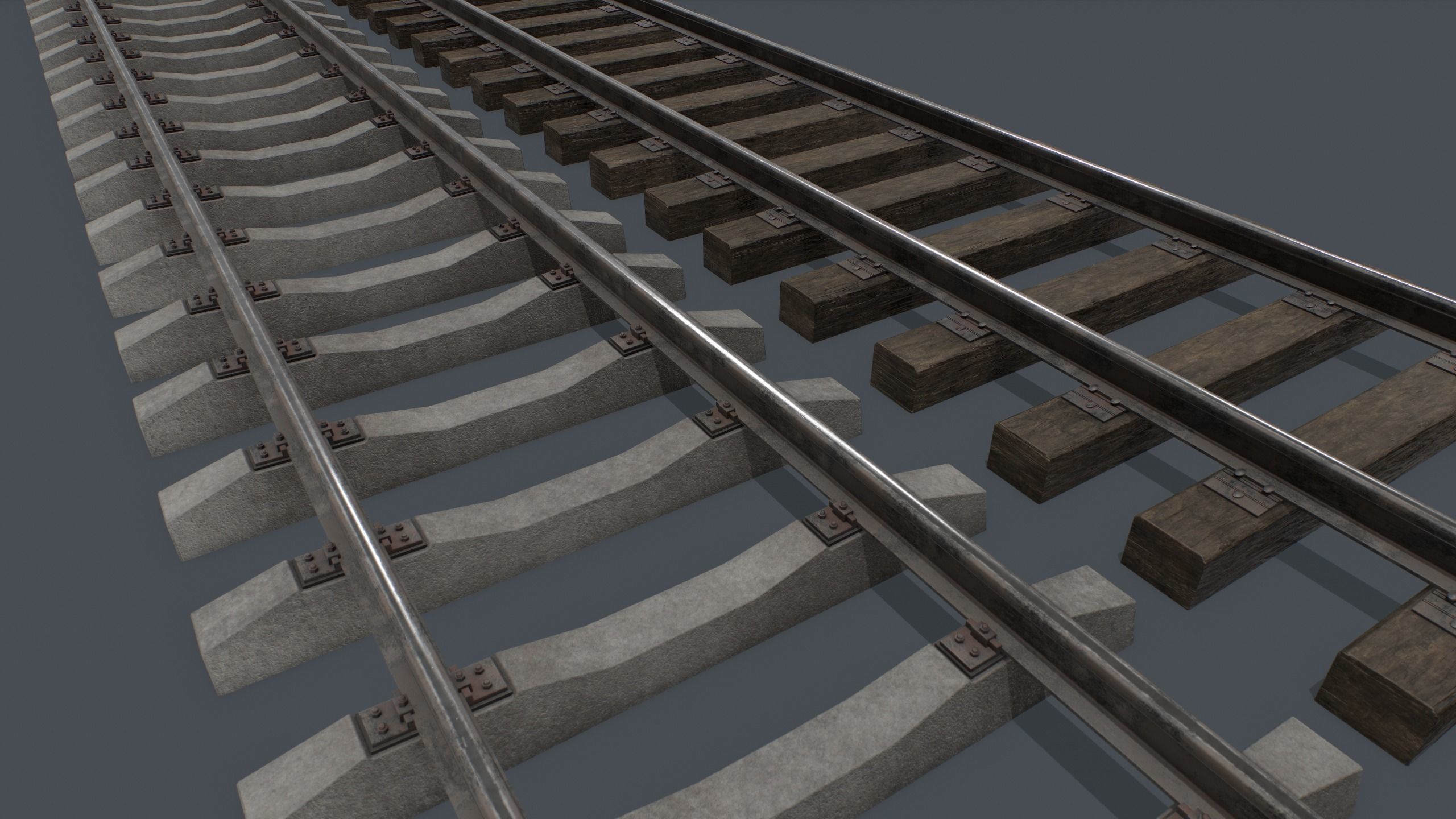 Railway Track PBR Low-poly 3D model_2
