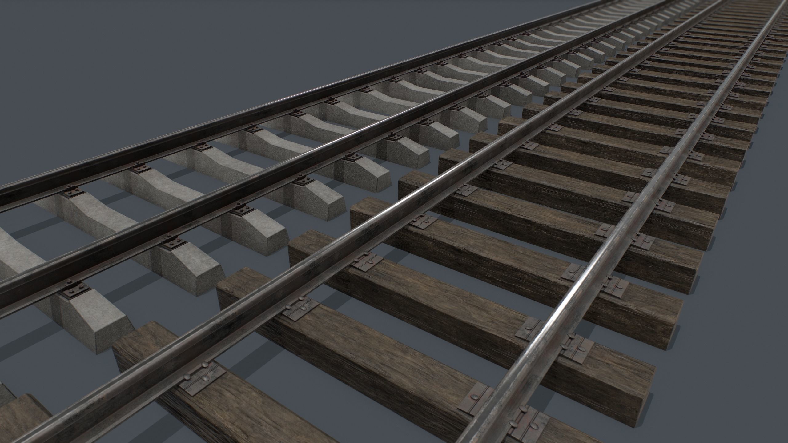 Railway Track PBR Low-poly 3D model_1