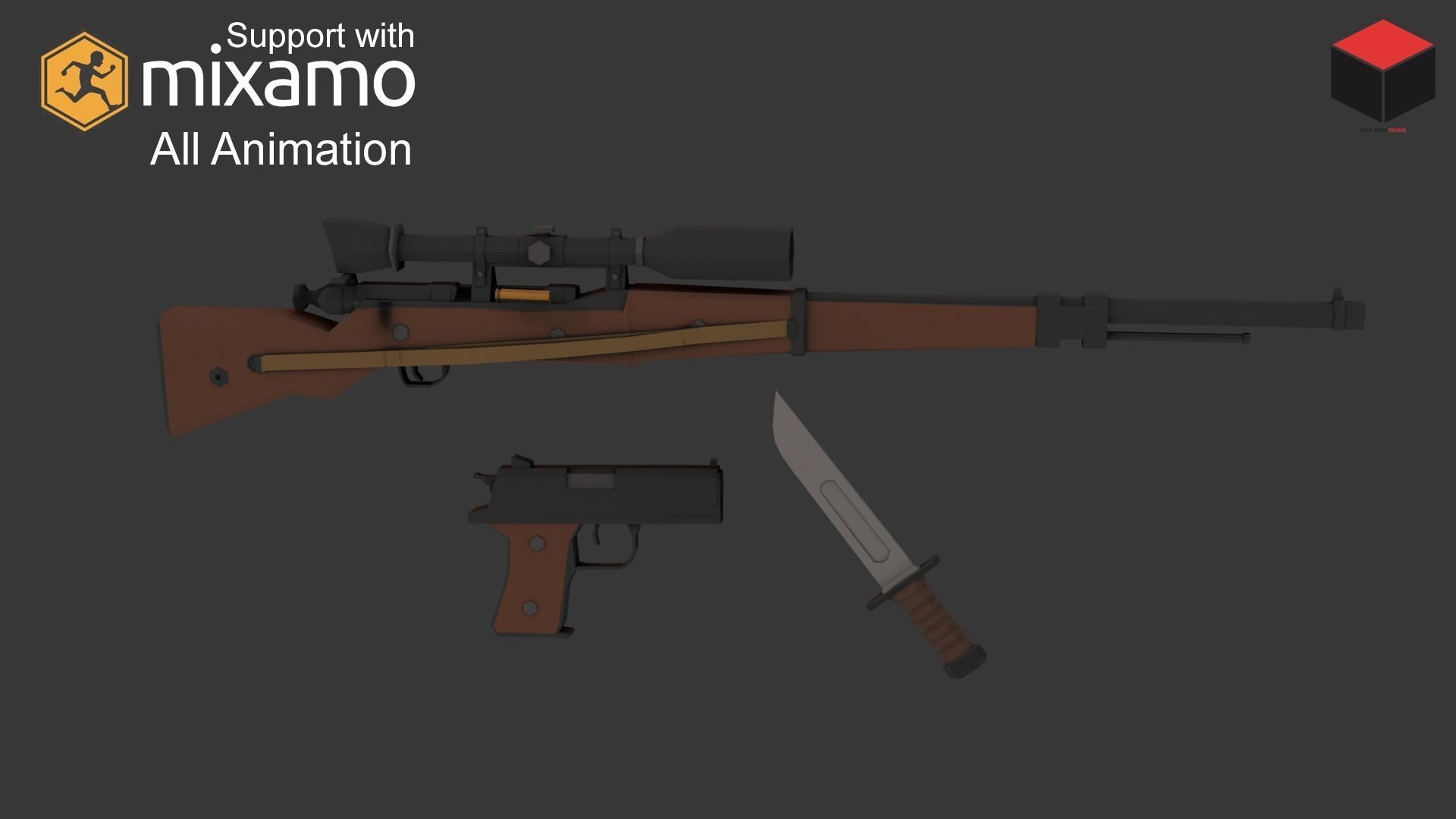 WW2 US Rifleman Low-poly 3D model_8