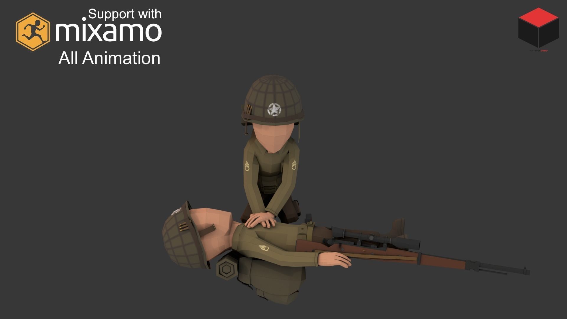WW2 US Rifleman Low-poly 3D model_1