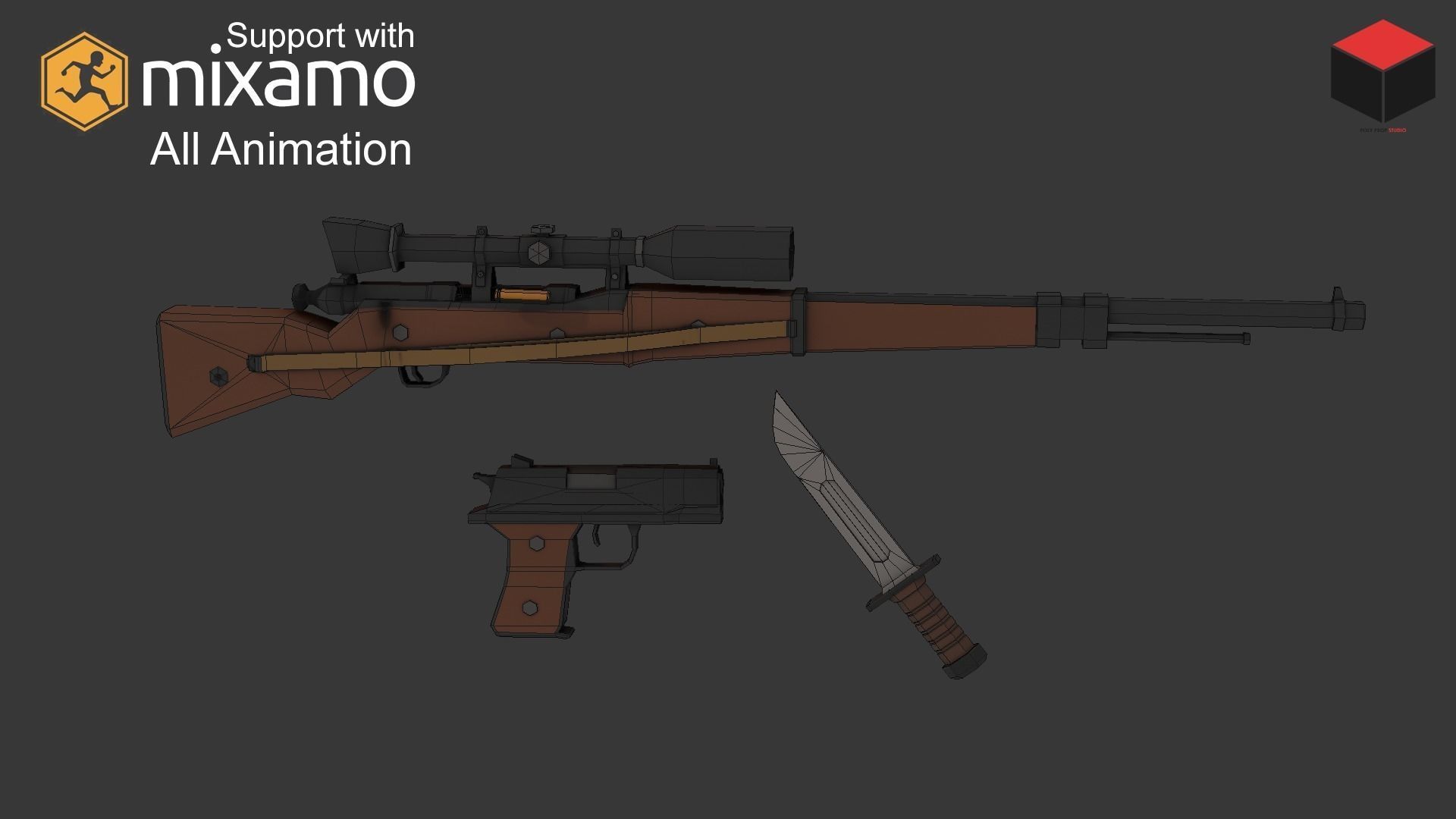 WW2 US Rifleman Low-poly 3D model_9