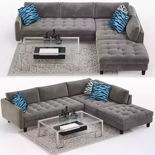Piece Sectional Sofa  Vapor Collection  Z Gallerie 3D model