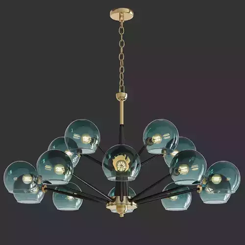 Thalia chandelier Blue glass 15 3D model