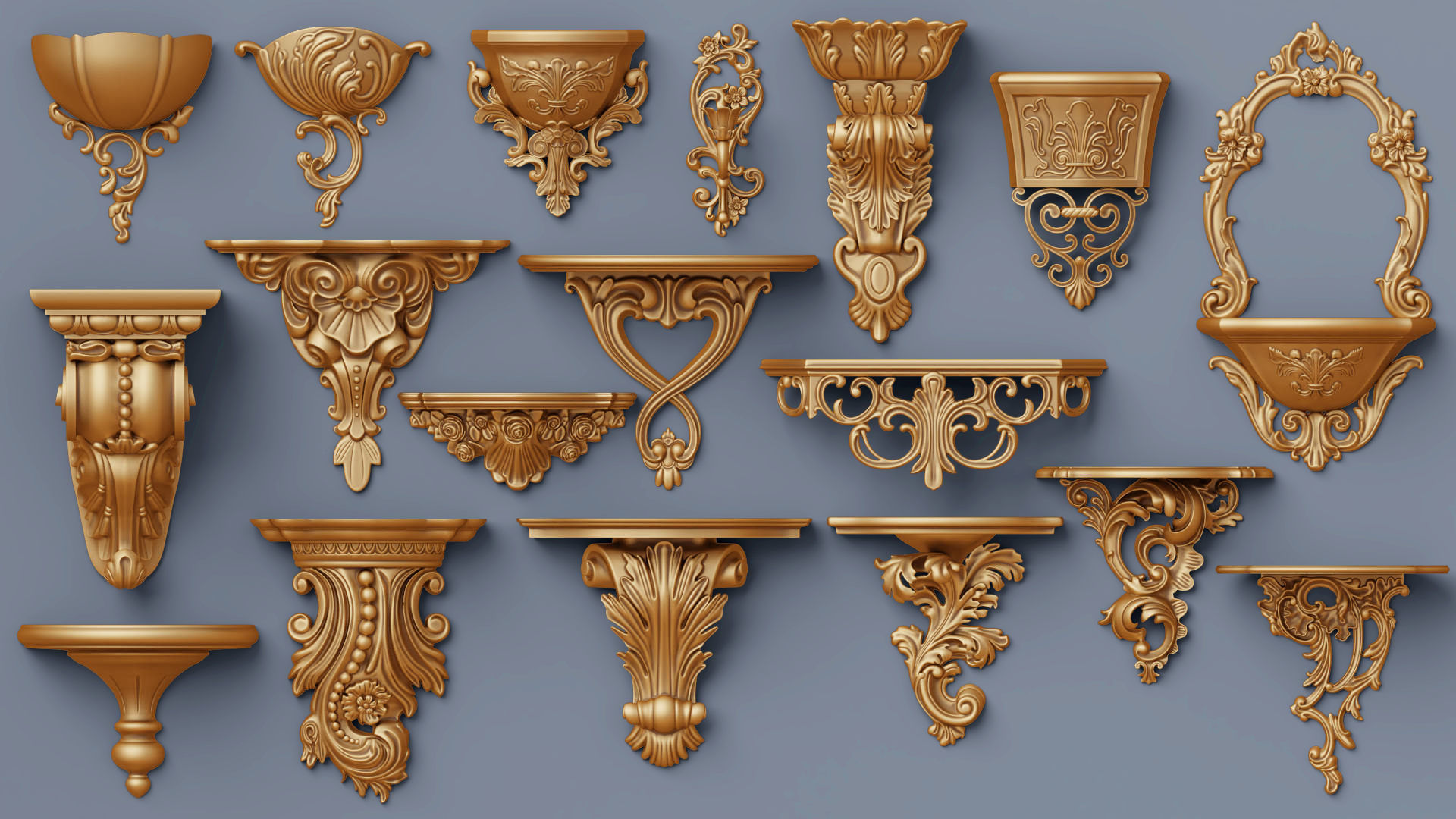 Wall Consoles 18 items collection 3D model_16