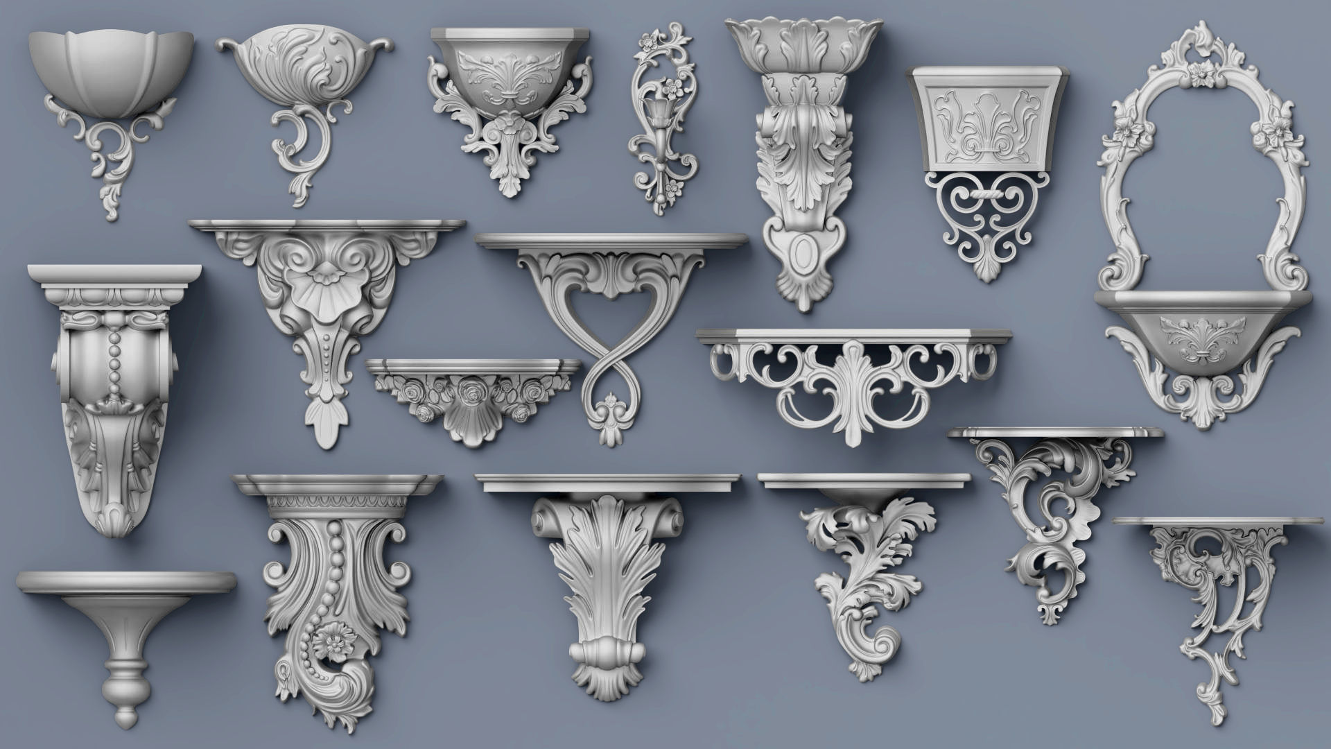 Wall Consoles 18 items collection 3D model_14