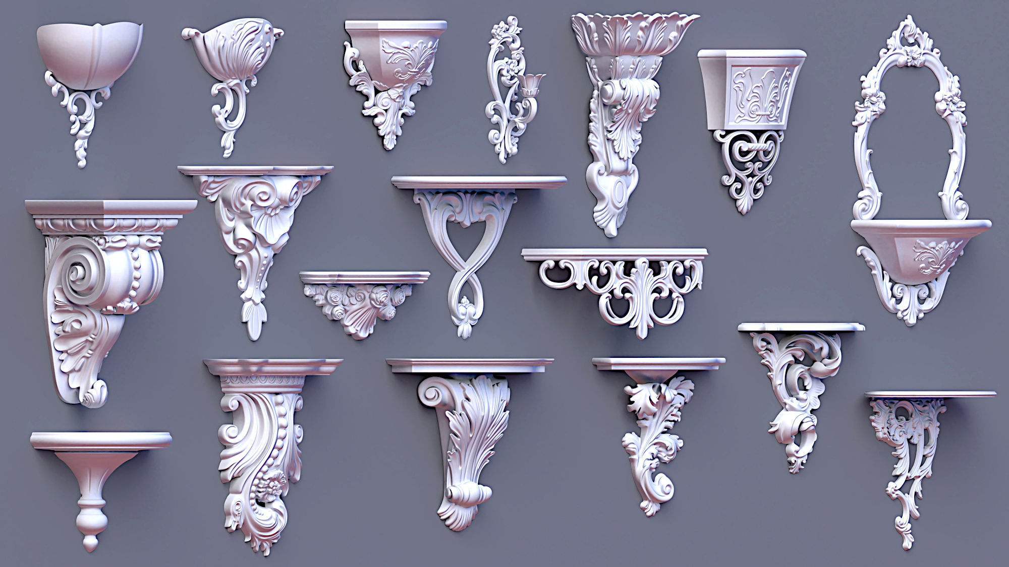 Wall Consoles 18 items collection 3D model_7