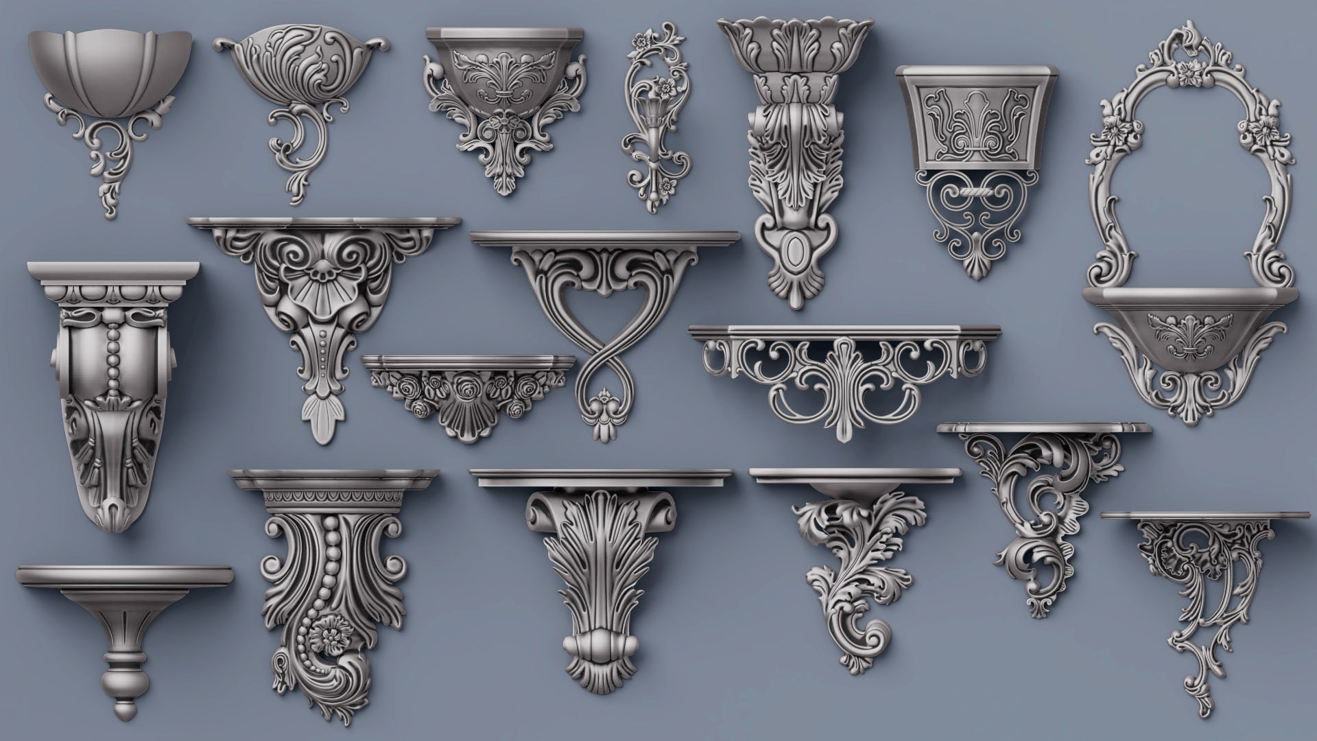 Wall Consoles 18 items collection 3D model_12