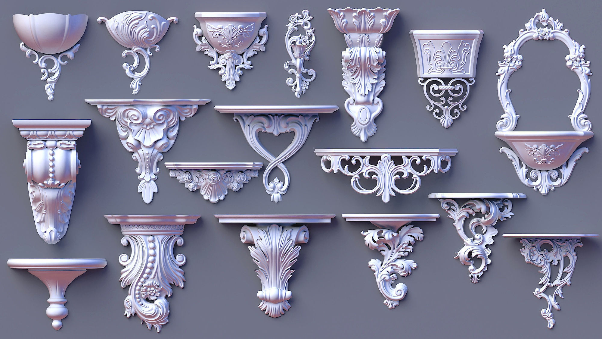 Wall Consoles 18 items collection 3D model_5