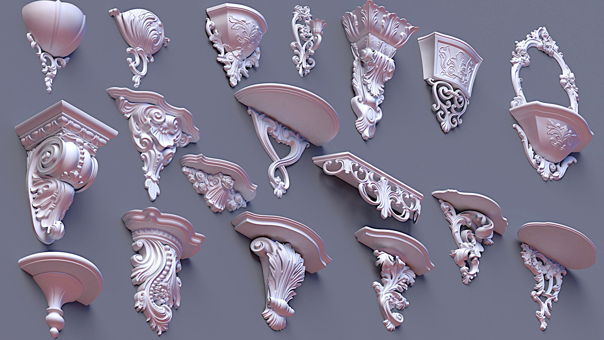 Wall Consoles 18 items collection 3D model_9