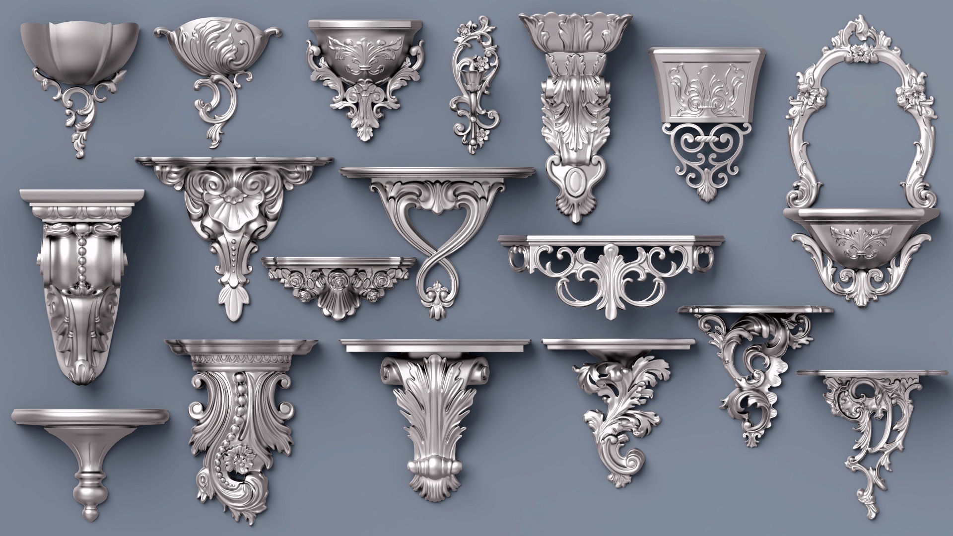 Wall Consoles 18 items collection 3D model_2
