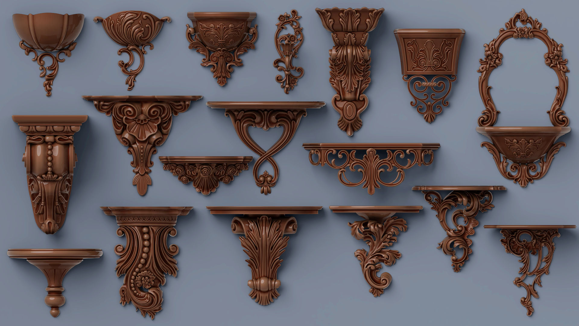 Wall Consoles 18 items collection 3D model_18