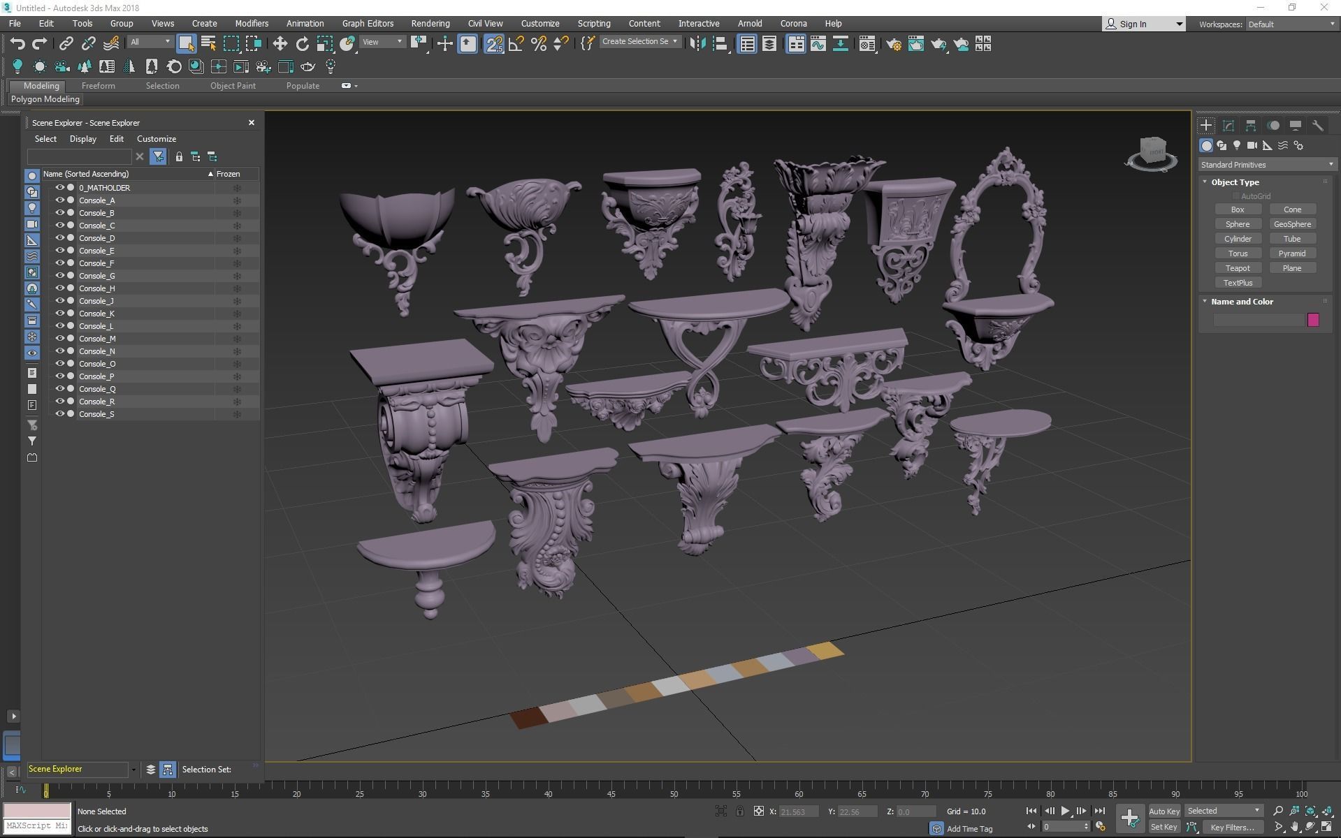 Wall Consoles 18 items collection 3D model_4