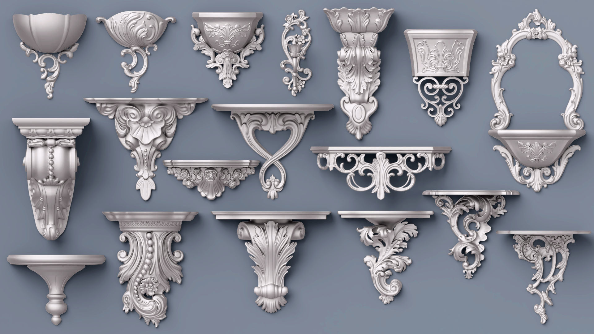 Wall Consoles 18 items collection 3D model_3