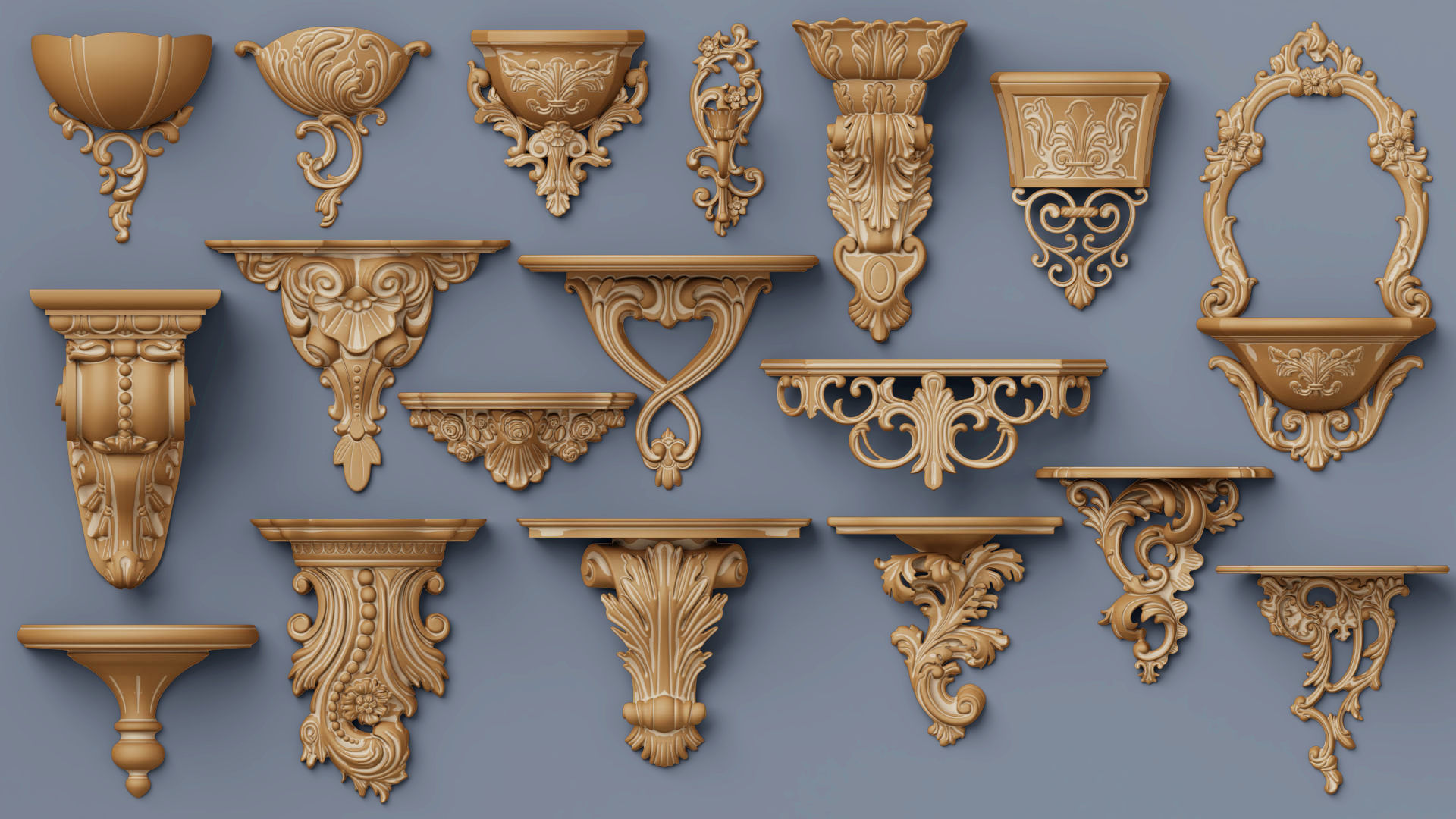 Wall Consoles 18 items collection 3D model_17