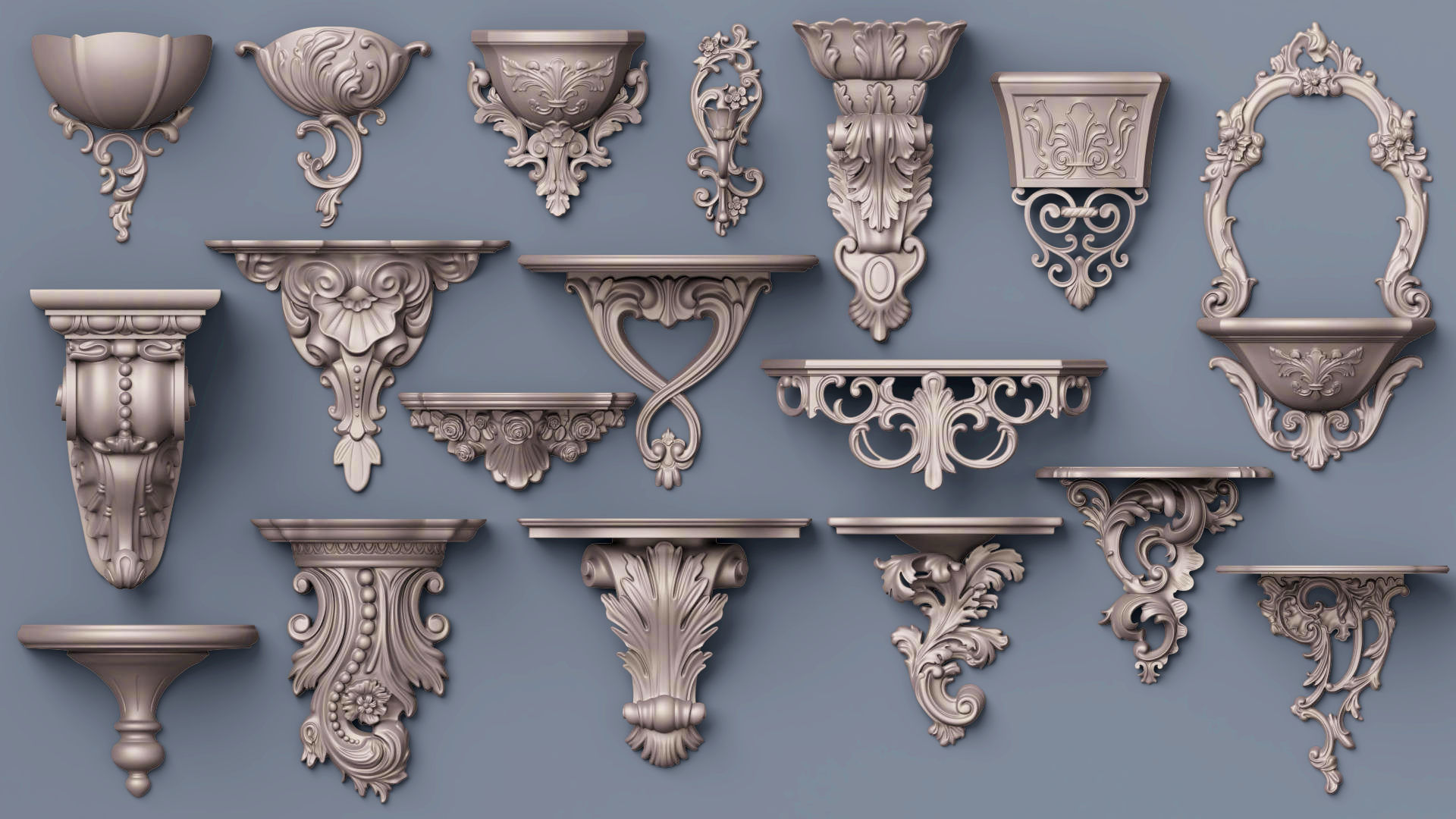 Wall Consoles 18 items collection 3D model_11