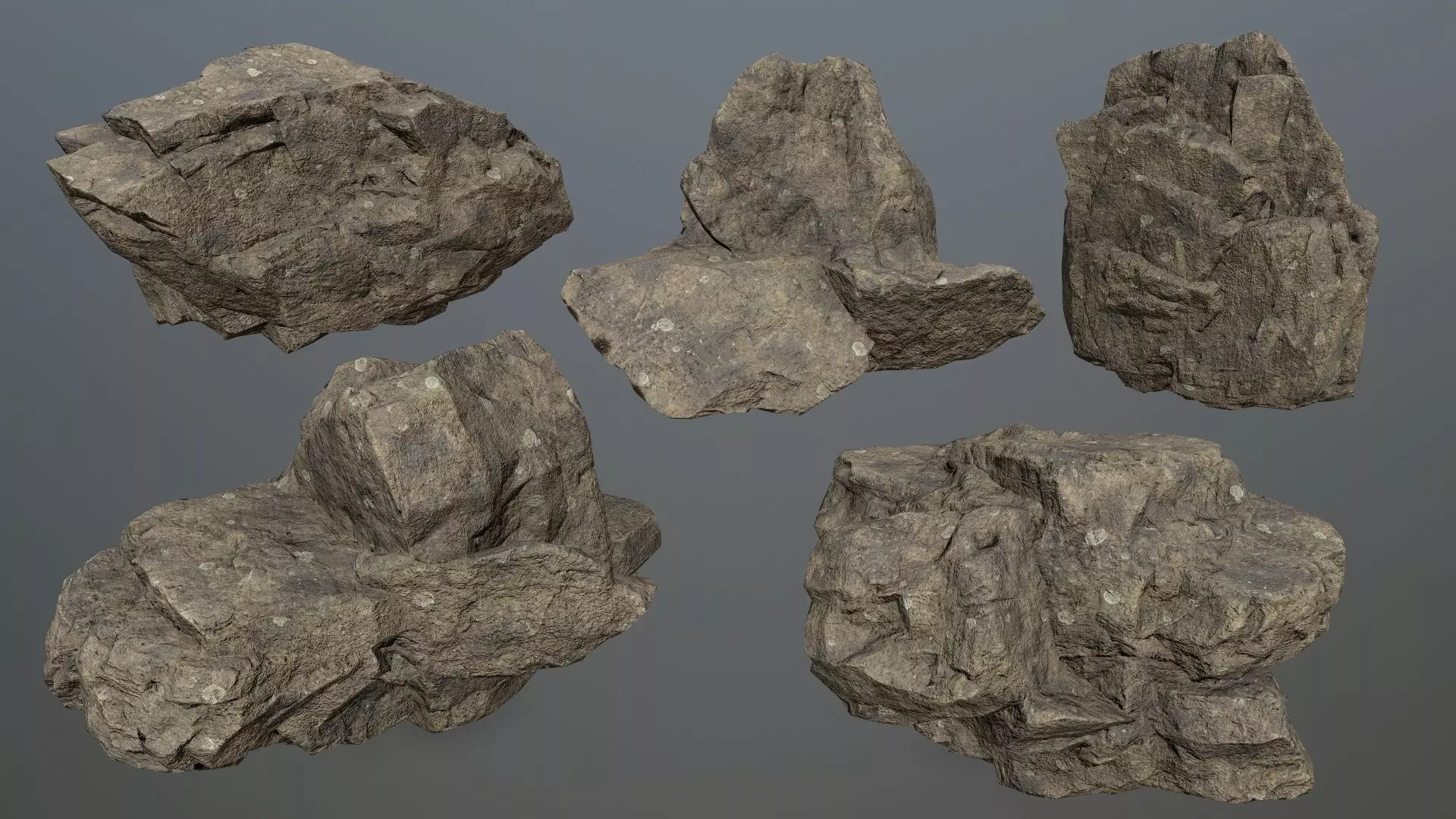 Rocks set 8 rock Low-poly 3D model_0