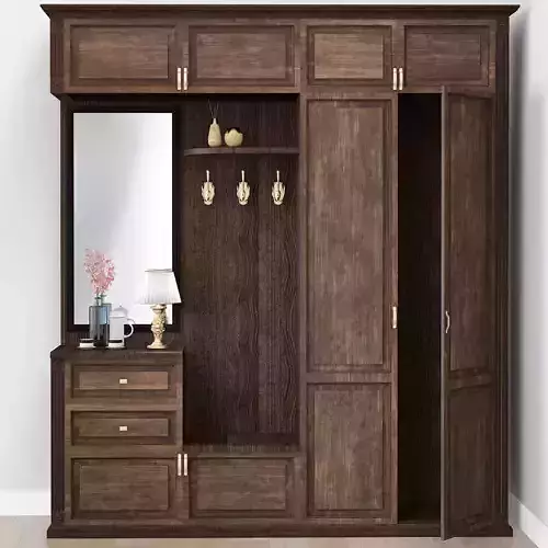 Wardrobe collection wooden with drawers and mirror