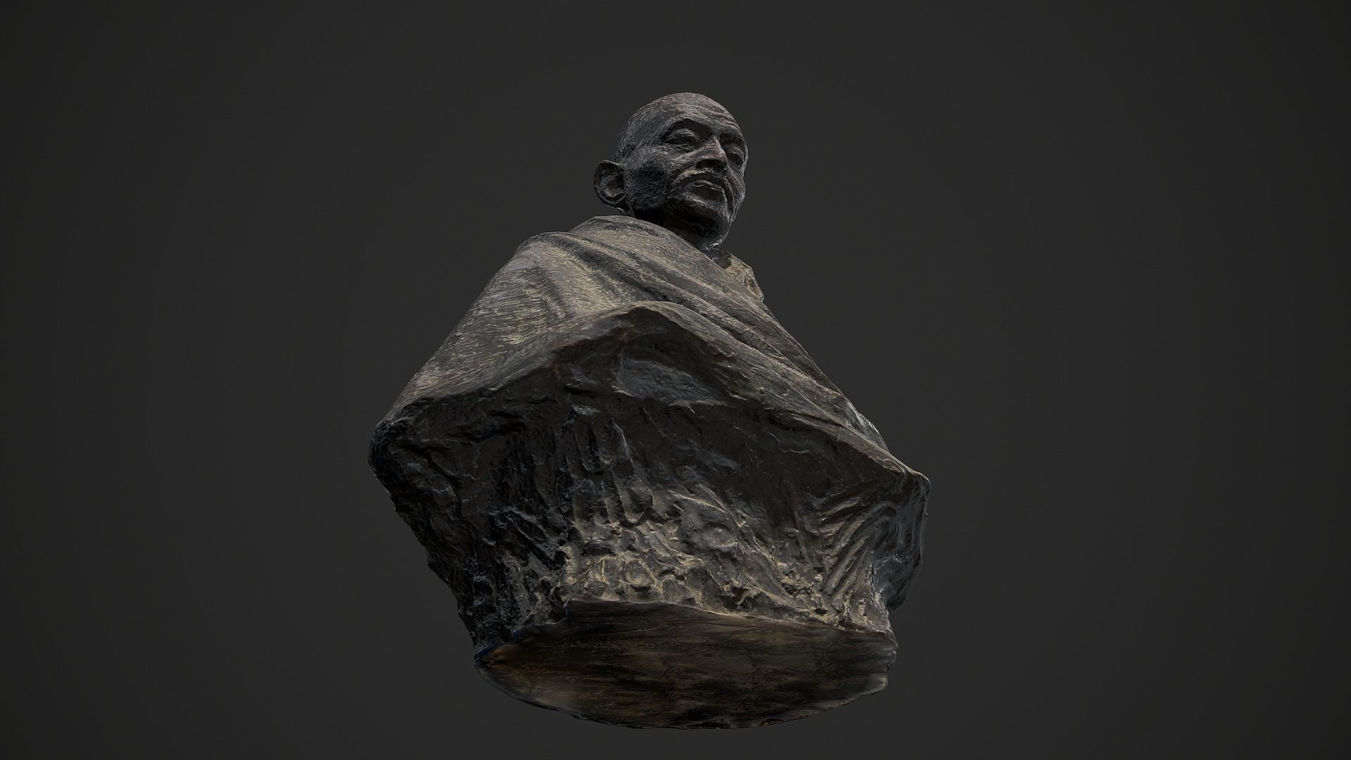 Gandhi by Claire Sheridan Low-poly 3D model_5