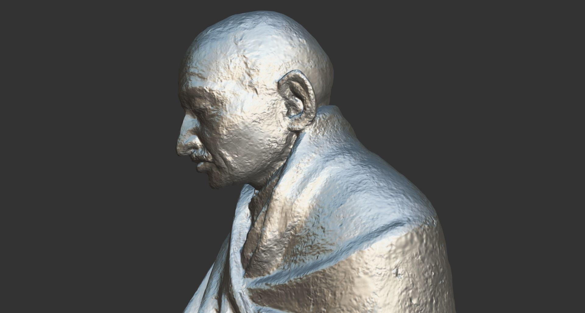 Gandhi by Claire Sheridan Low-poly 3D model_19
