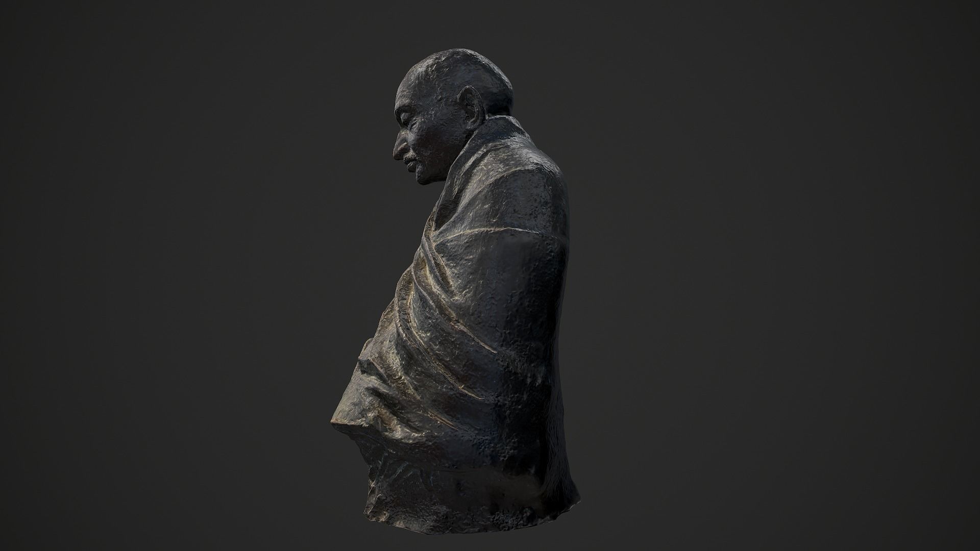 Gandhi by Claire Sheridan Low-poly 3D model_3