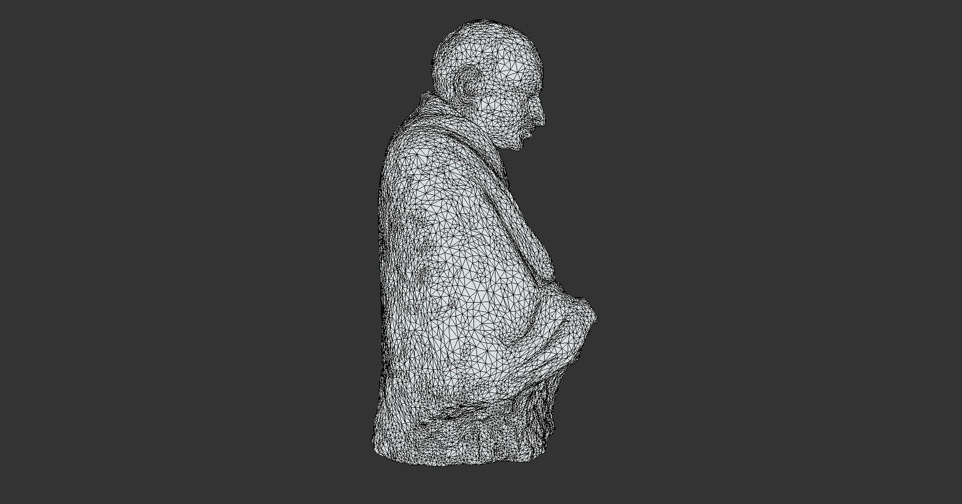 Gandhi by Claire Sheridan Low-poly 3D model_23