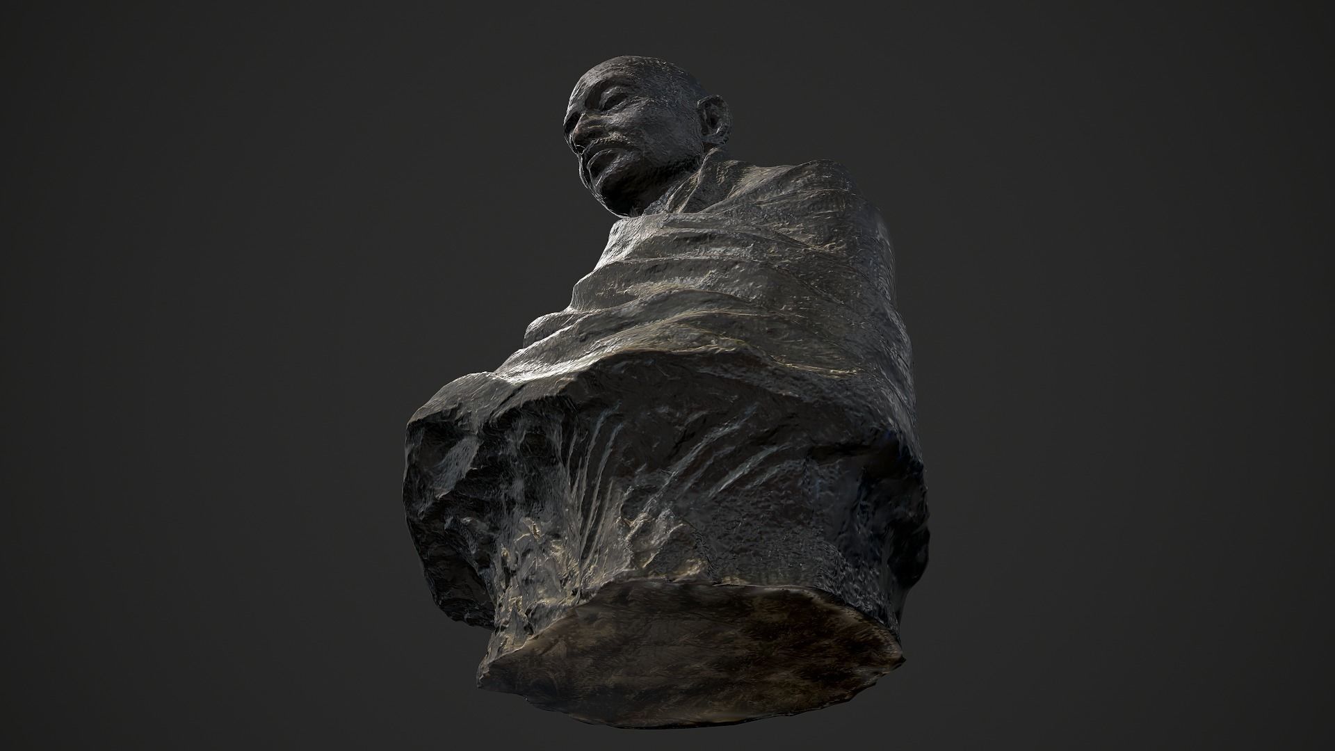 Gandhi by Claire Sheridan Low-poly 3D model_13