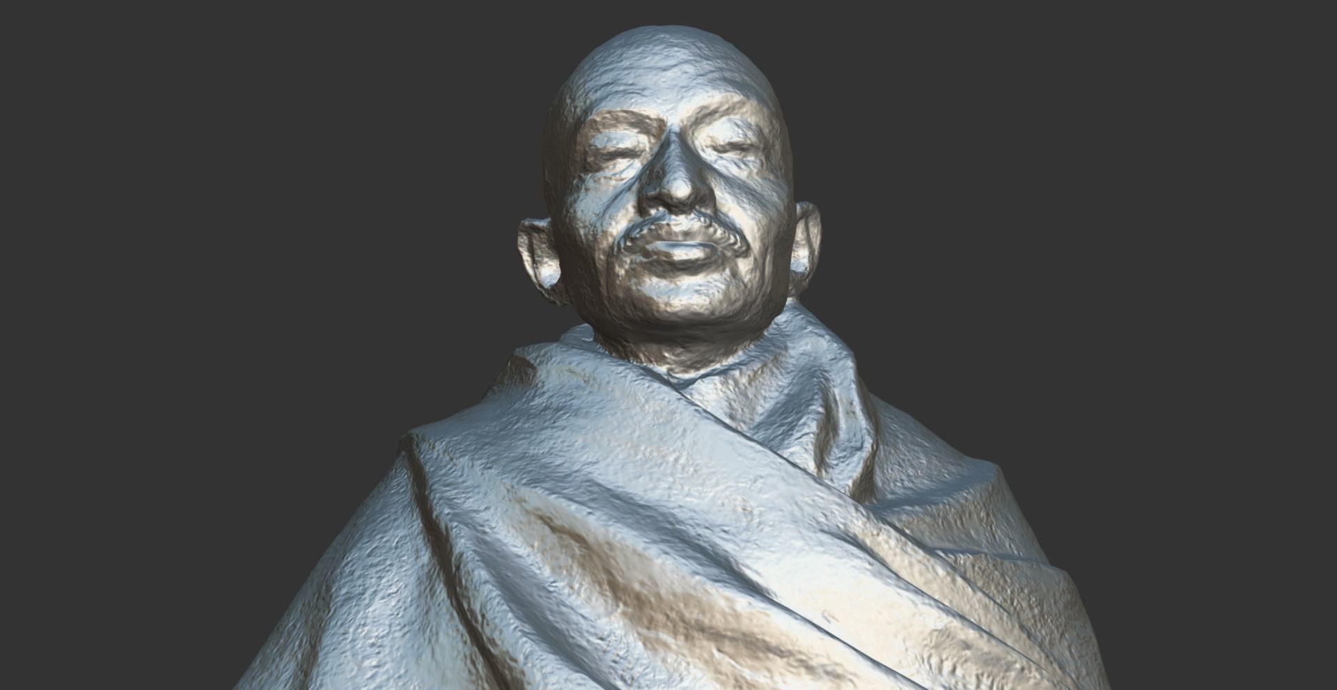 Gandhi by Claire Sheridan Low-poly 3D model_18