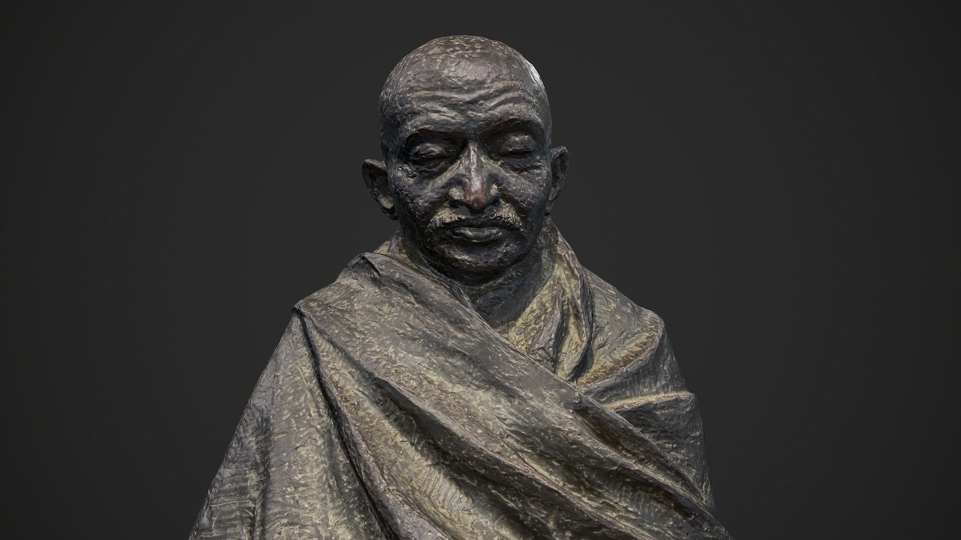 Gandhi by Claire Sheridan Low-poly 3D model_7