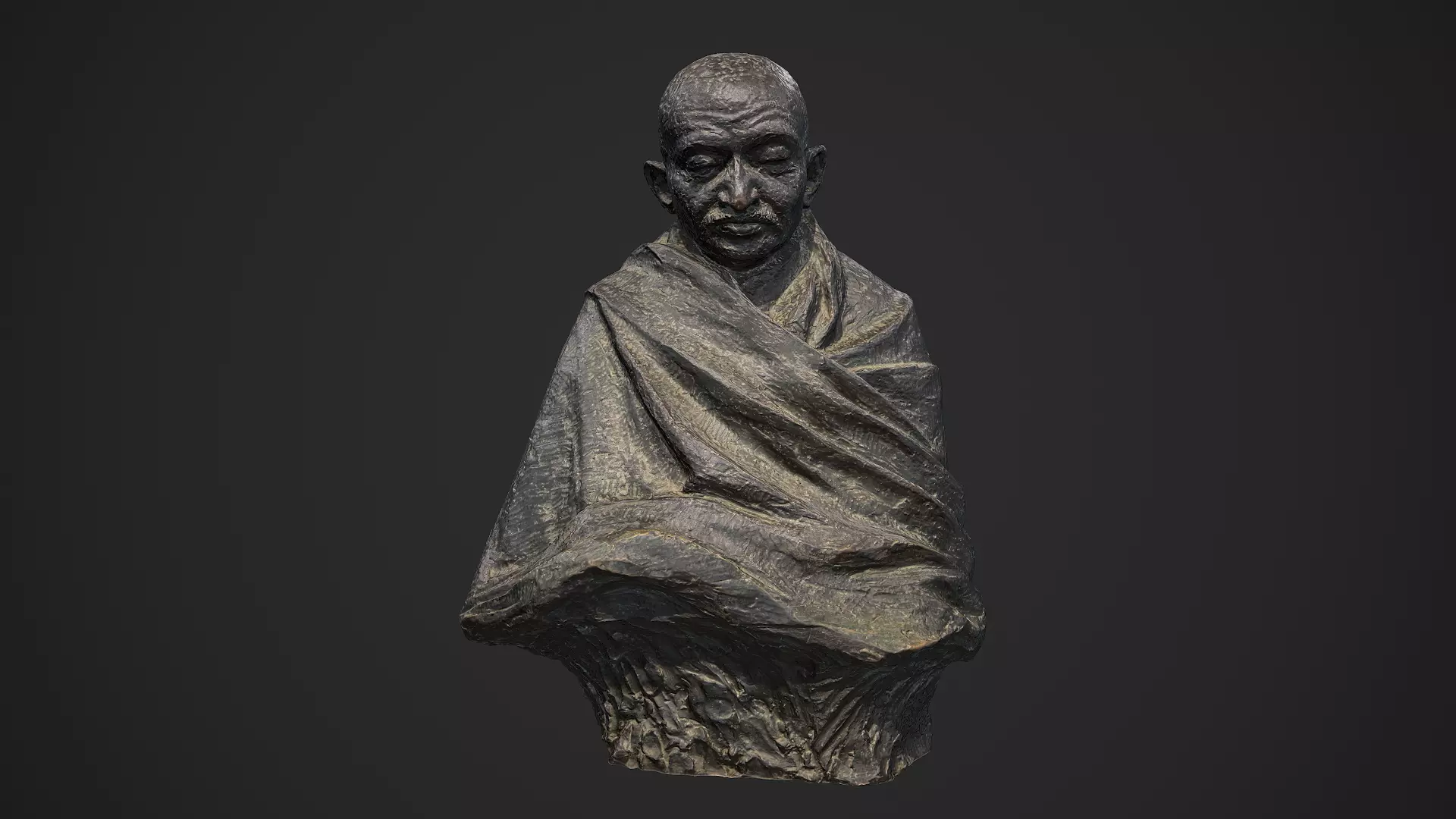 Gandhi by Claire Sheridan Low-poly 3D model_0