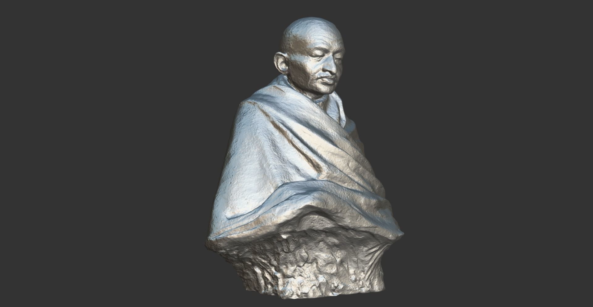 Gandhi by Claire Sheridan Low-poly 3D model_15