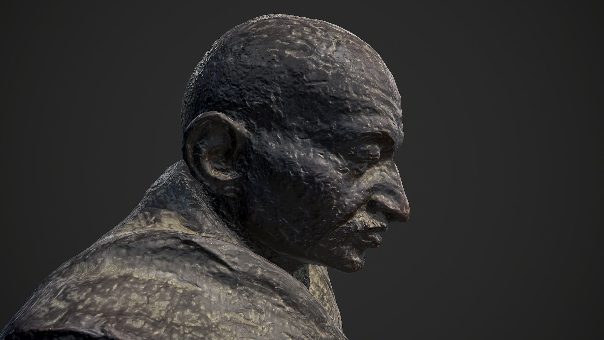 Gandhi by Claire Sheridan Low-poly 3D model_9
